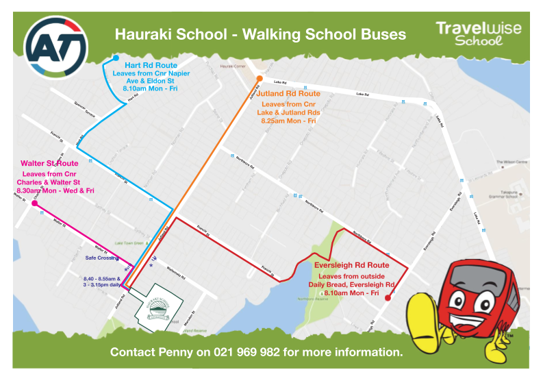 Hauraki Walking School Bus Route Map